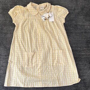 NWT Floss Yellow Casual Sundress with Puff Cap Sleeves and Peter Pan Collar